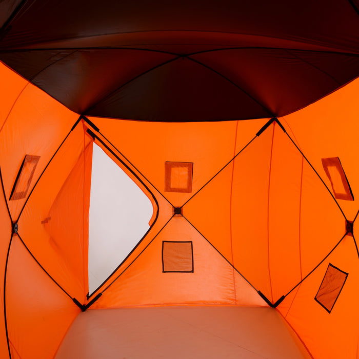 Tente De Peche Sur Glace Avec Abri Sur Glace Portable Pour 8 Personnes Outsunny Avec Fenetres De Ventilation Et Sac De Transport