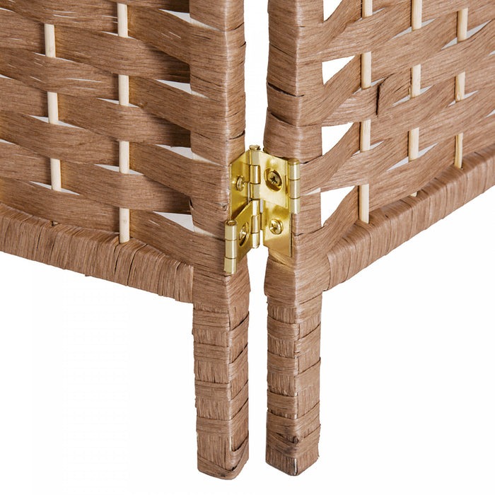 Homcom Separateur De Piece En Osier Tisse A Double Charniere