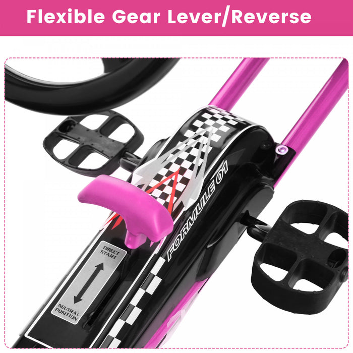 Costway Go Kart 4 Roues Pedale Alimentee Enfants Rouler Sur Jouet Avec Siege Reglable Rose