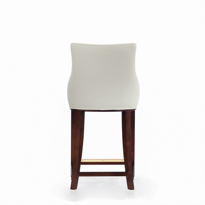 Tabouret de comptoir moderne en bois avec assise rembourree Shubert, ivoire – Lot de 2
