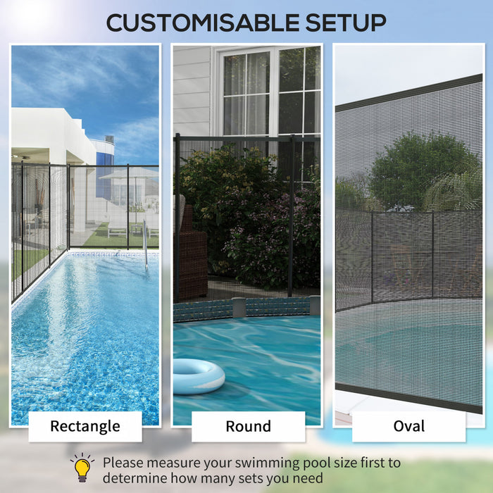 Outsunny Cloture de piscine en aluminium, lot de 4, 4' x 12', noir