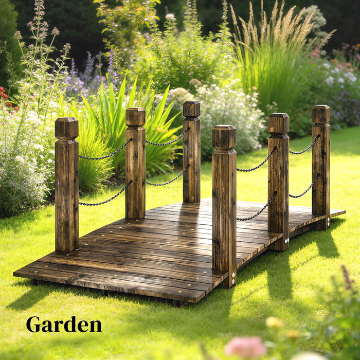 Outsunny Pont de Jardin Decoratif Resistant aux Intemperies 5 Pieds, Carbonise