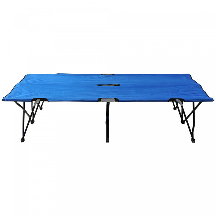 Outsunny Lit De Camping Pliant Pour Deux Personnes De 76 Po Avec Sac De Transport, Bleu