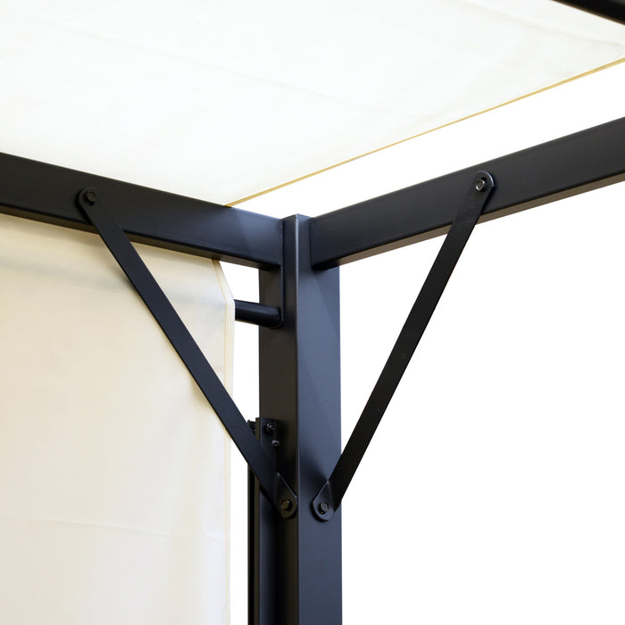 Outsunny 3 m x 3 m Pergola en acier Auvent retractable, blanc creme