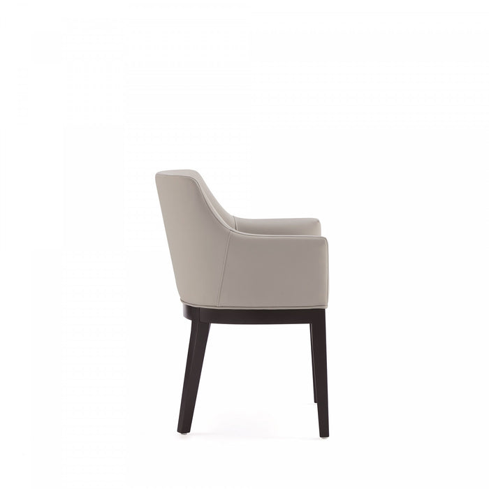Fauteuil en bois moderne Gansevoort en cuir vegetalien gris pierre - Lot de 2
