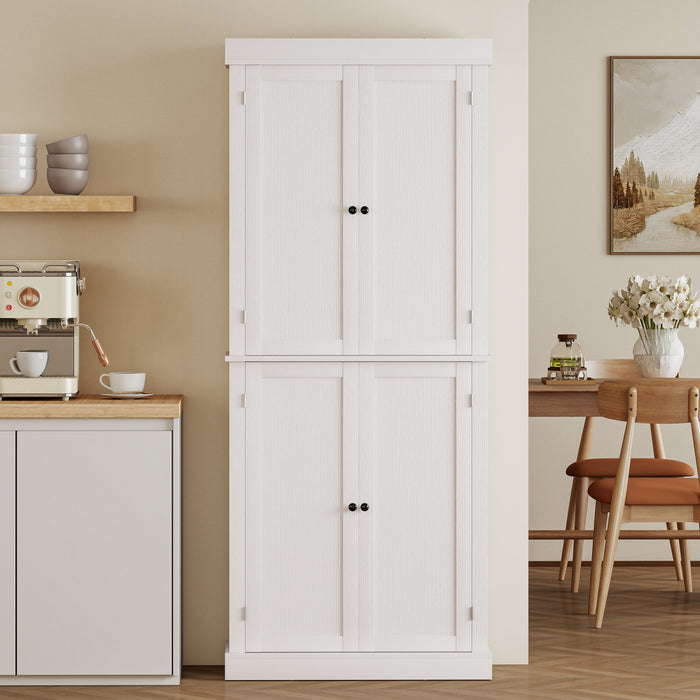 HOMCOM Garde-manger Cuisine 4 Portes Autoportant Etageres Blanc
