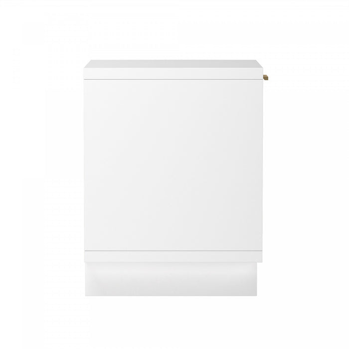 Table de nuit contemporaine Elara 18\" en bois massif blanc (1 tiroir)