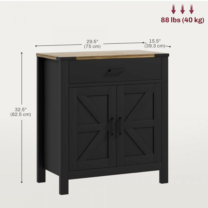 HOMCOM Buffet avec 1 tiroir, 1 armoire de rangement, Noir