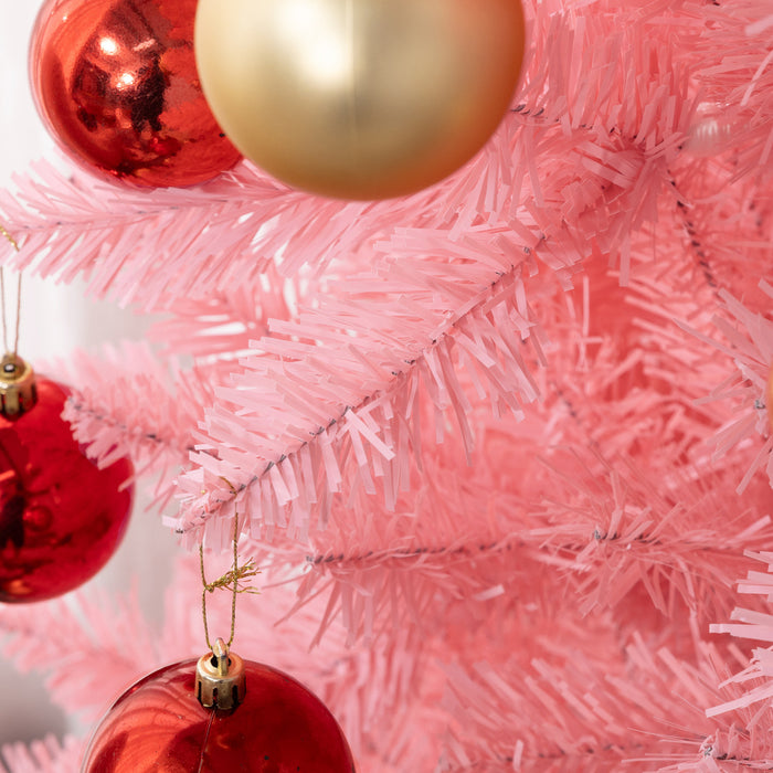 Homcom Arbre De Noel Artificiel De 7pi De Haut Avec Base En Acier, Rose