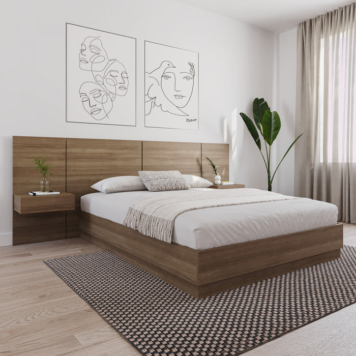 Ensemble 2 panneaux d’extension pour table de nuit flottante Milano Nordika - chêne brun