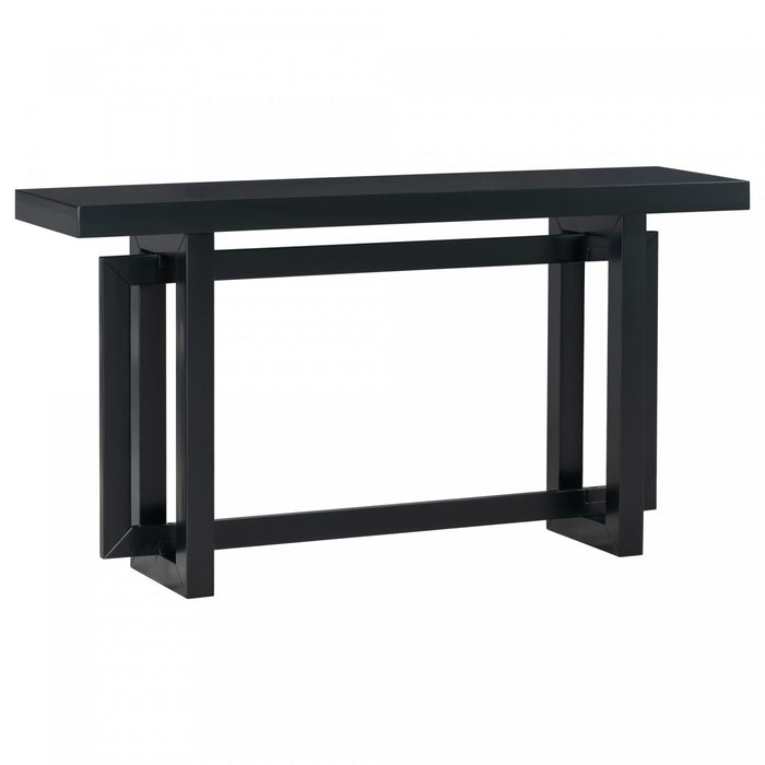 Table d'entree peinte Ethan 59,1'' avec design rectangulaire triple et pieds en bois de pin, noire