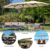 Costway 15FT Double-Sided Twin Patio Umbrella Outdoor Market with Crank & Base Beige