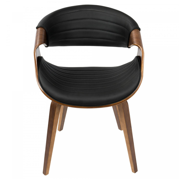 Chaise d’appoint de salle à manger moderne du milieu du 20e siècle Symphony en similicuir - noyer et noir
