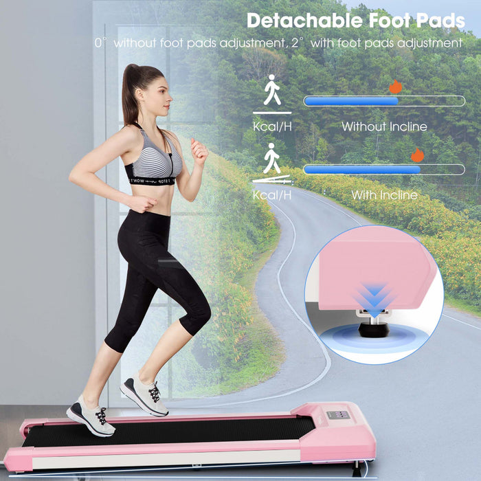 Superfit 0.6-3.8mph Tapis De Marche Sous Tapis Roulant De Bureau Avec Telecommande Et Ecran Led Rose