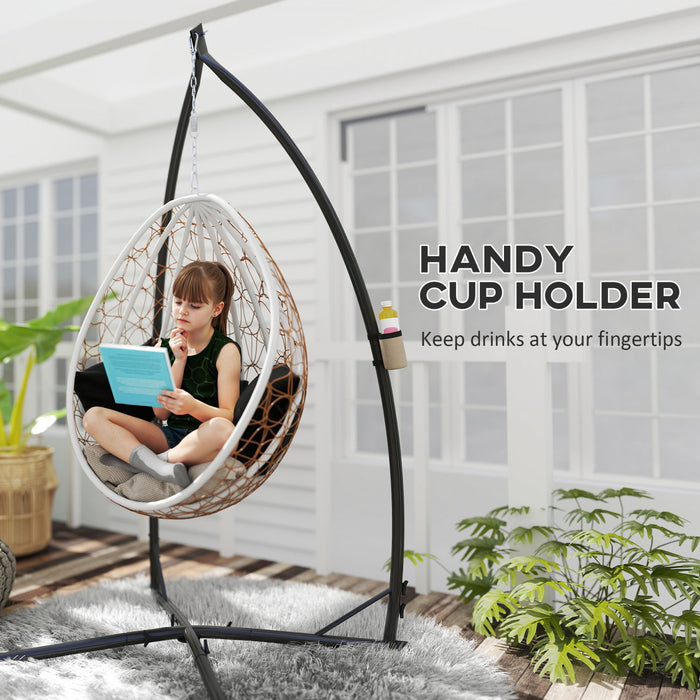 Outsunny Support de chaise hamac, cadre en acier avec porte-gobelet
