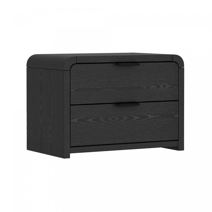 Table de nuit moderne Grace 28\" en noir (2 tiroirs) - Lot de 2