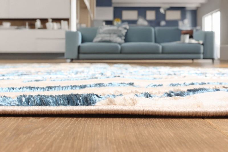 Tapis Contemporain/Moderne Clara 5'0\" x 8'0\" en Bleu