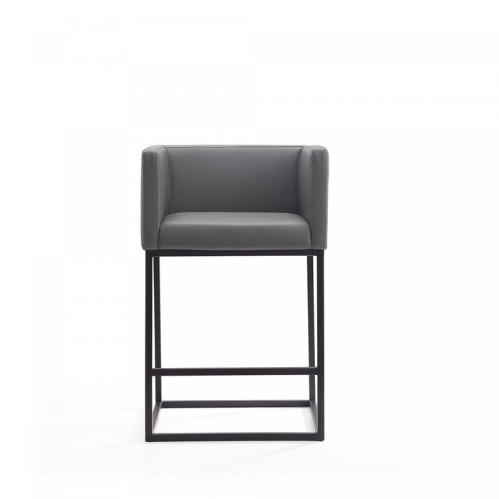 Tabouret de comptoir Embassy style milieu du siecle en metal et tissu gris - Lot de 2