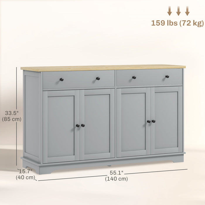 HOMCOM Buffet avec tiroirs de rangement et etageres reglables, gris