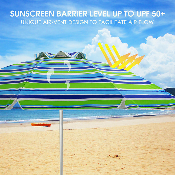 Costway Parasol de plage pour patio de 6,5 pieds, protection solaire, inclinaison, avec sac de transport, turquoise