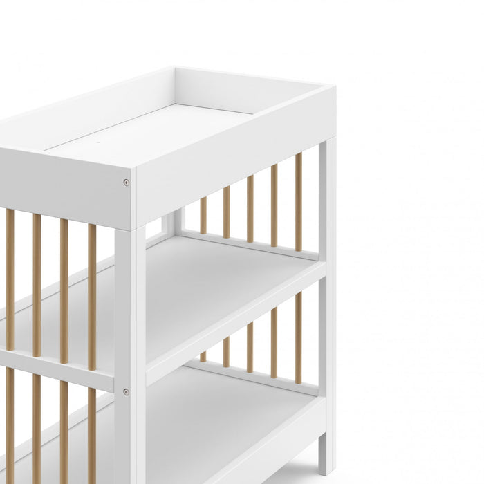 Graco Teddi Table a langer avec matelas a langer resistant a l’eau - Blanc avec bois clair