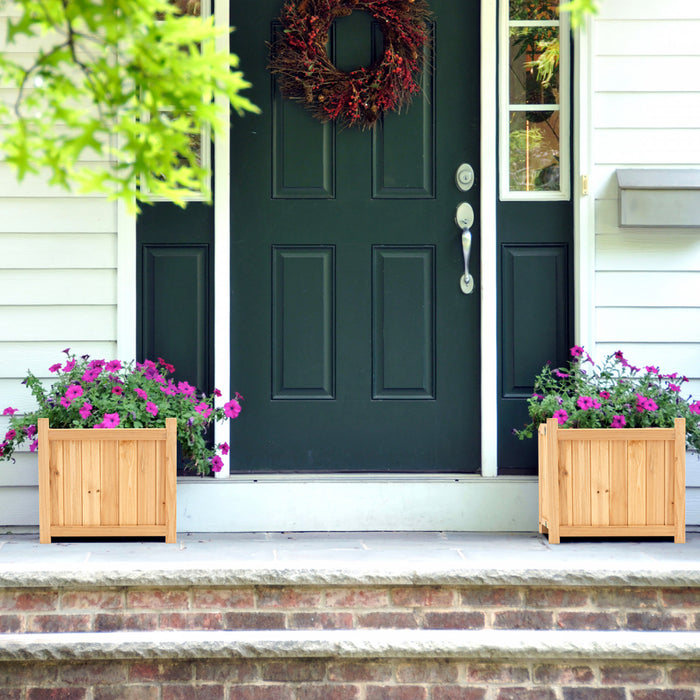 Pot De Fleurs En Bois Pliable, Jardiniere En Bois Avec Trou De Drainage Pour Plante,legume,herbe,fleur Dans Balcon,cour,jardin, 38x38x35cm, Couleur Du Bois