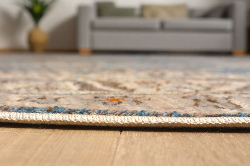 Tapis Traditionnel Gianna 5'0\" x 5'0\" en Bleu
