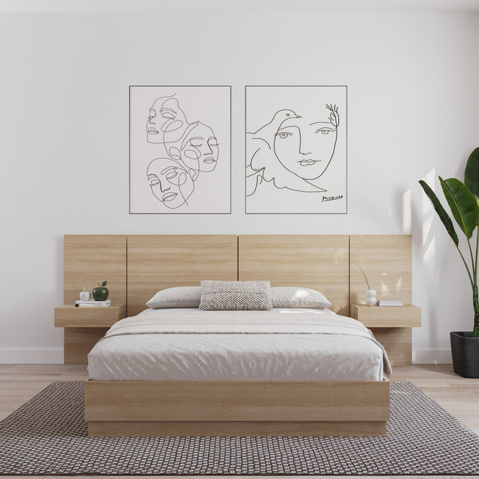 Ensemble 2 panneaux d’extension pour table de nuit flottante Milano Nordika - chêne blond naturel