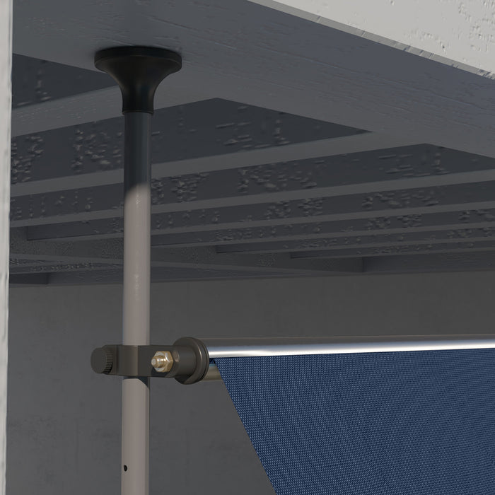 Outsunny Auvent Retractable 11,5' X 4', Autoportant Et Sans Vis, Bleu