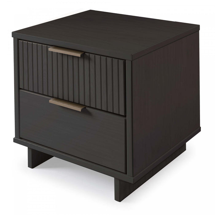 Table de nuit Granville Modern 18\" en gris charbon (2 tiroirs) - Lot de 2