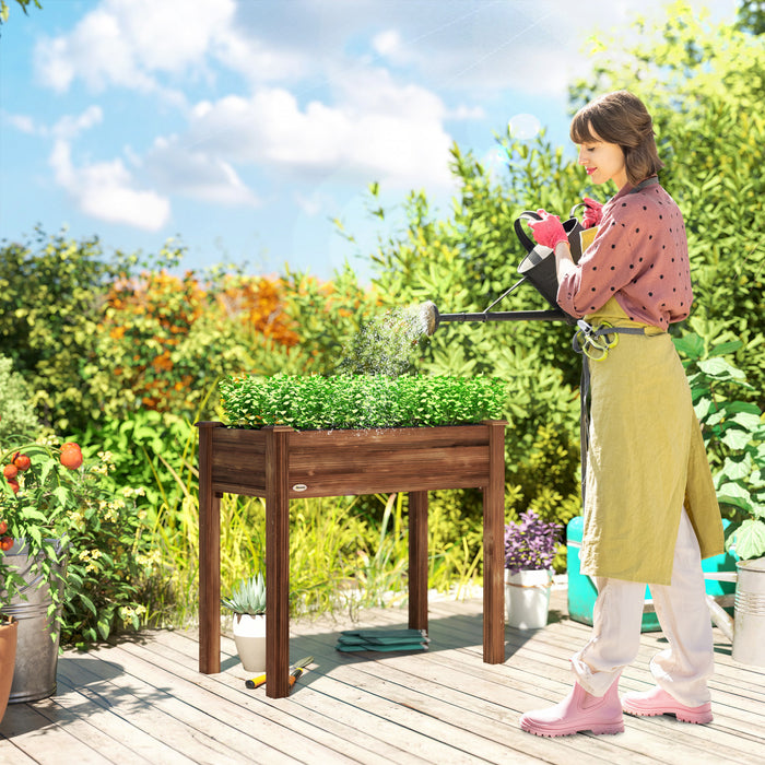 Outsunny Bac de Jardin Sureleve en Bois, Jardiniere Elevee avec Pieds