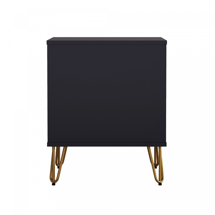 Table de nuit Avira style milieu du siecle moderne 20\" en noir (1 tiroir)