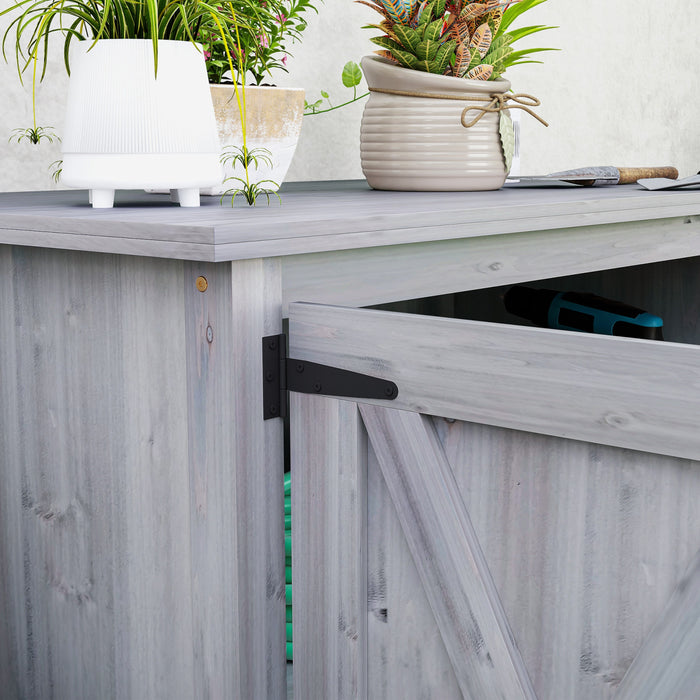 Outsunny Armoire De Rangement Exterieure En Bois Avec Etagere