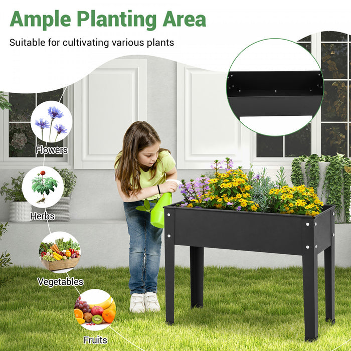 Costway 24\" Lit De Jardin Eleve Avec Les Jambes Metallique Eleve Planter Boite De Drainage Trou Arriere Cour