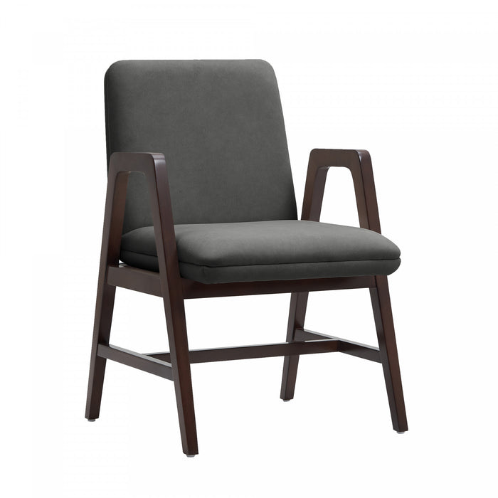 Fauteuil moderne en bois et velours Stella, coloris graphite