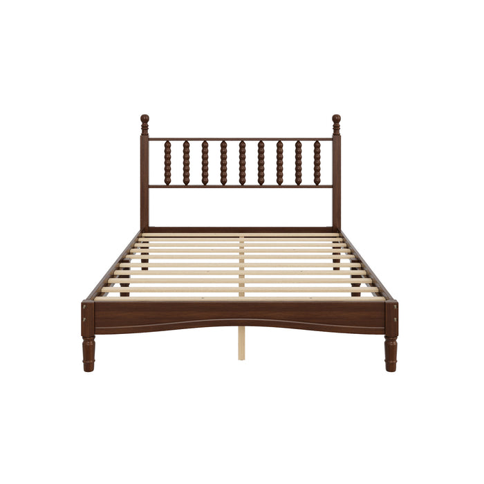 Oliver Lit Plateforme Retro en Bois avec Tete de Lit en Forme de Gourde et Support en Lattes en Bois Robustes, Taille Double