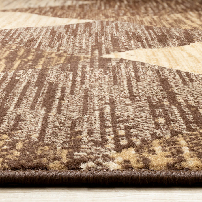 Tapis Florence a motif de losanges vieillis brun beige, 5'3\" x 7'5\"