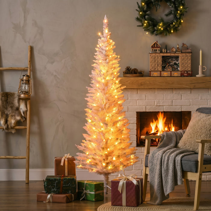 HOMCOM Sapin de Noel artificiel pre-illumine 150 cm avec LED blanc chaud