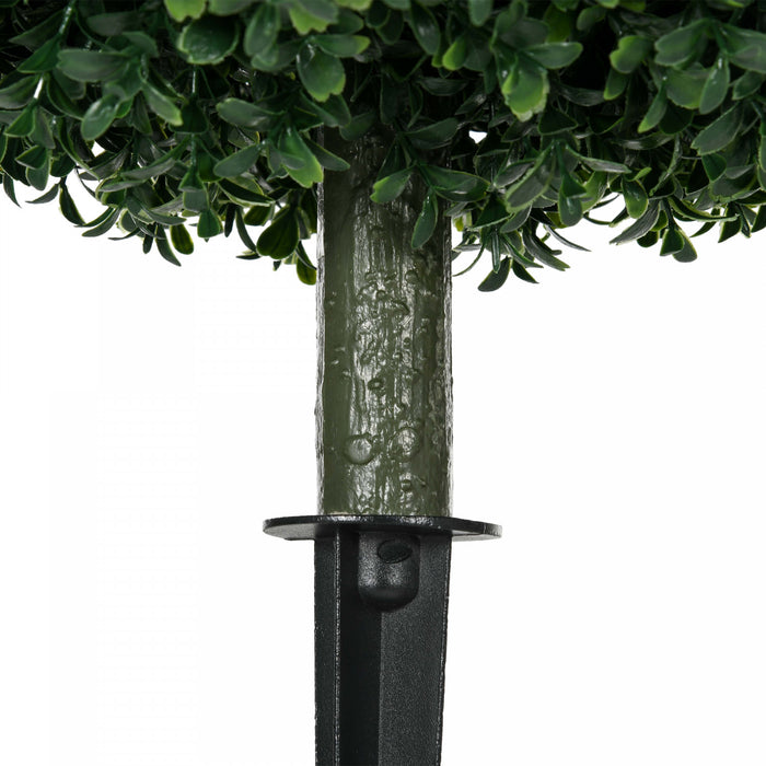 HOMCOM Ensemble de 2 Arbres Artificiels de Buis en Topiaire avec Piquets de Terre