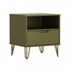 Rockefeller Mid-Century Modern 20" Nightstand in Olive Green (1-Drawer) | Table de nuit Rockefeller Mid-Century Modern 20" en vert olive (1 tiroir)