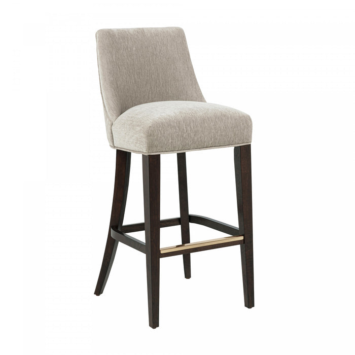 Tabouret de bar moderne Beever en bois et chenille taupe - Lot de 3