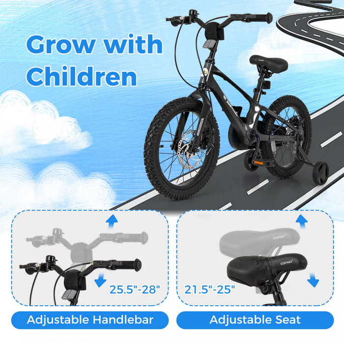 Velo Costway 16\" Pour Enfants Avec Guidon Reglable Et Freins A Double Disque Noir