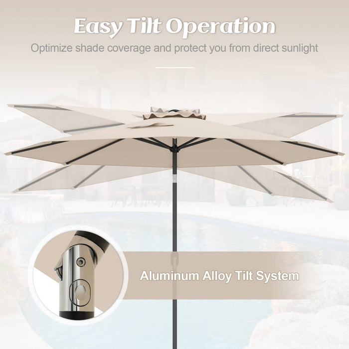 Costway Parasol de Patio 10ft Exterieur avec Pied de Parasol Rond Robuste de 59 LBS