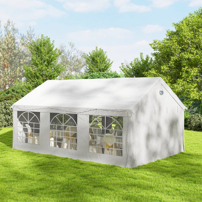 Outsunny Chapiteau 6 x 4 m, Tente de Reception Robuste avec Fenetres, Blanc