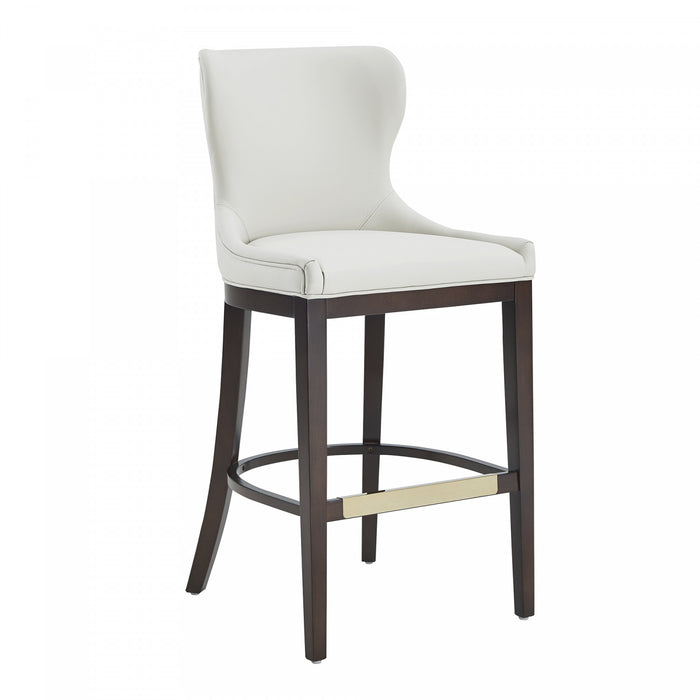 Tabouret de bar Blair moderne en bois avec revetement en tissu blanc - Lot de 3