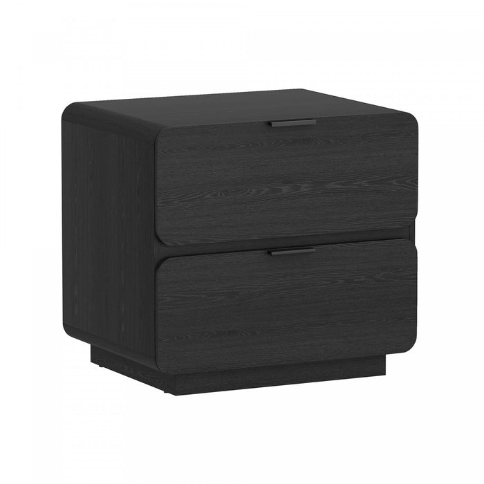 Table de nuit contemporaine moderne Chrystie 66 cm en noir (2 tiroirs)