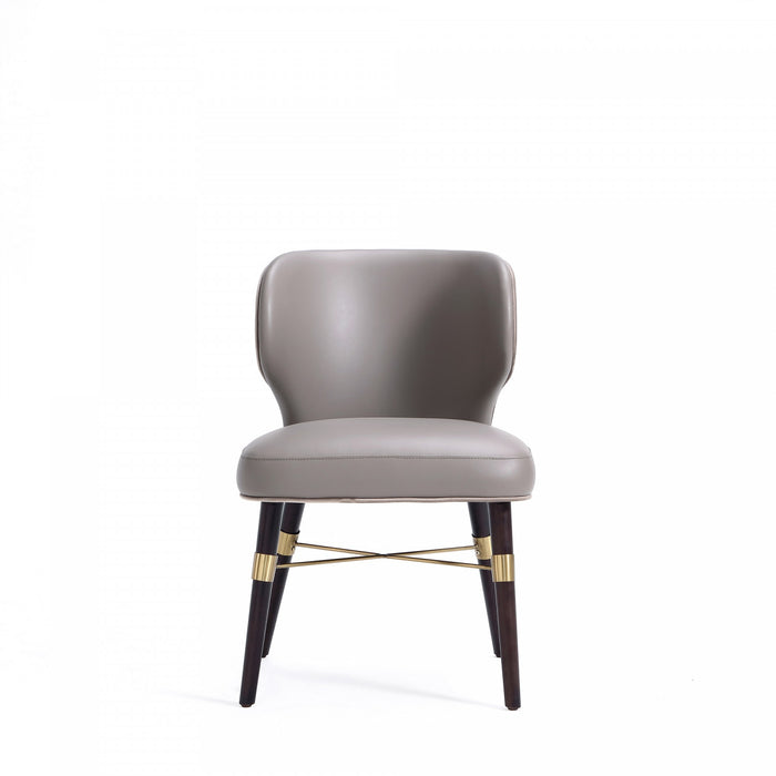 Chaise de salle a manger moderne Strine en bois et tissu, coloris taupe fonce - Lot de 2