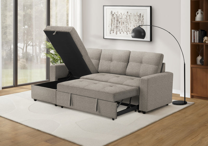 Canape Lit, 90\" Longueur, Canape-Lit Convertible, Chaise De Rangement, Tissu Marron Clair