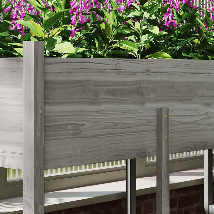 Outsunny Grande jardiniere en bois sur pieds avec trous de drainage, gris