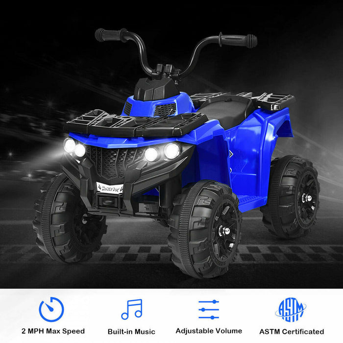 6v Batterie Alimentee Enfants Rouler Sur Atv 4 Roues Quad W / Mp3 & Led Phare Bleu